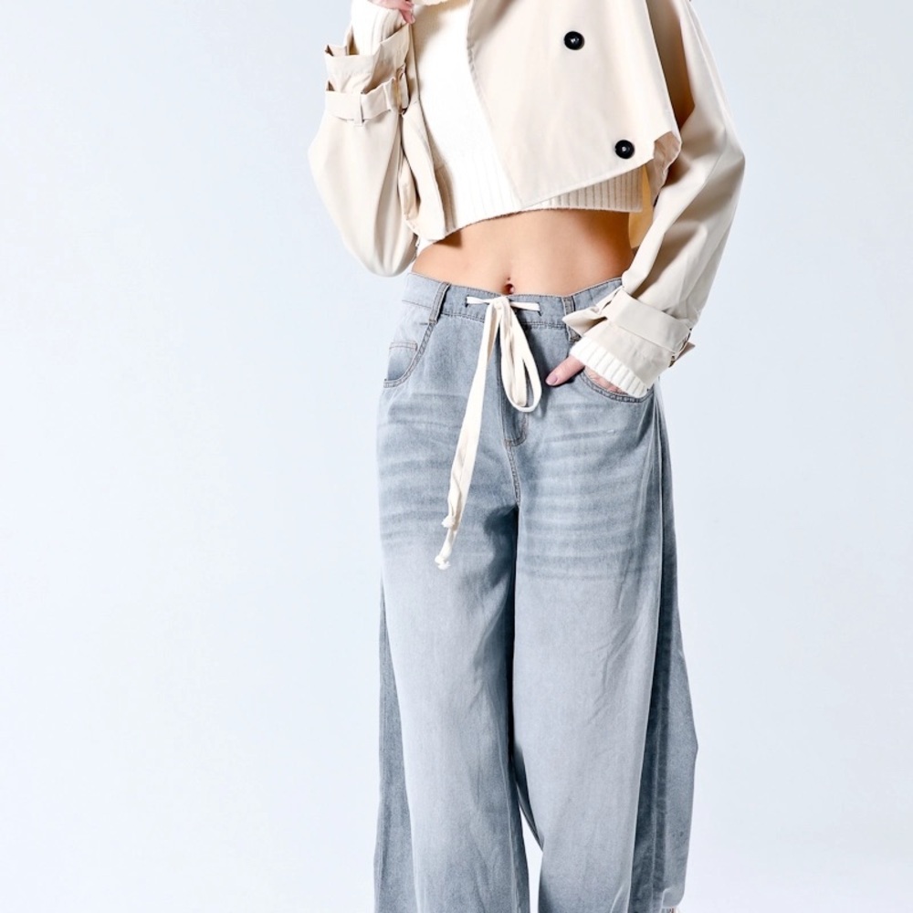 Mazik Light Gray Wide Leg Jeans - Picture 10 of 10